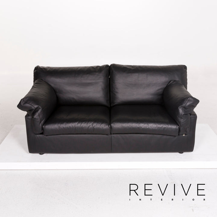 WK Wohnen leather sofa black two-seater couch #12290