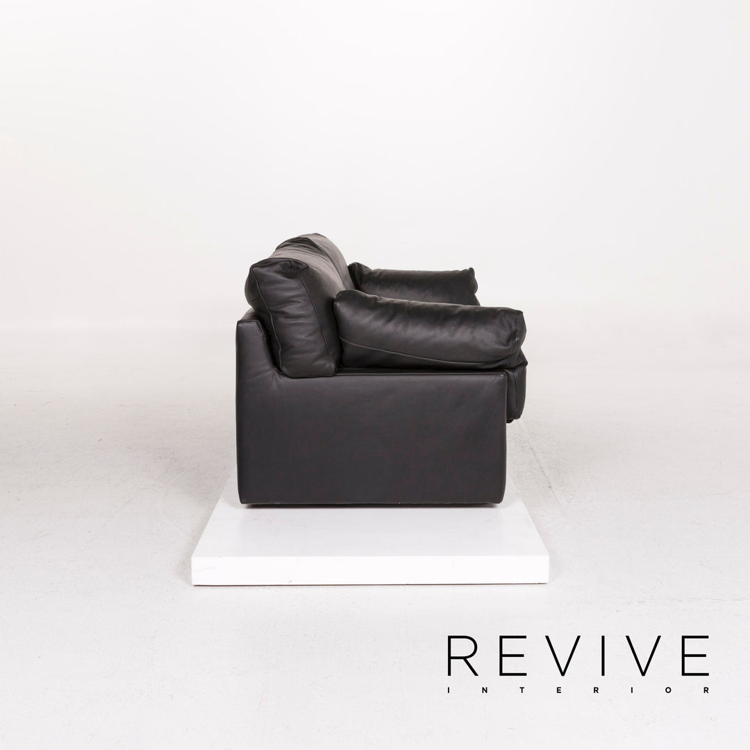 WK Wohnen leather sofa black two-seater couch #12290