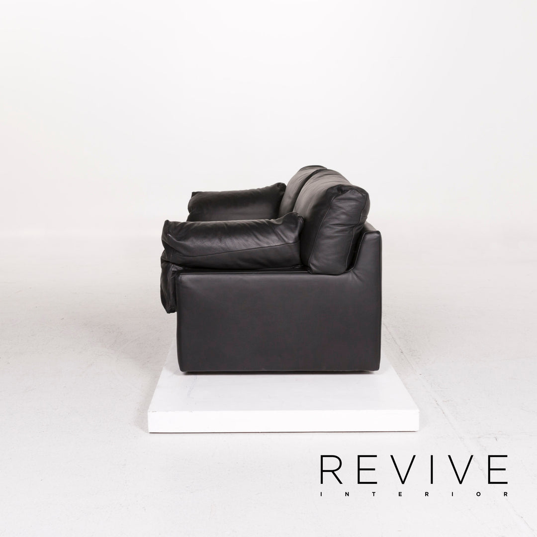 WK Wohnen leather sofa black two-seater couch #12290