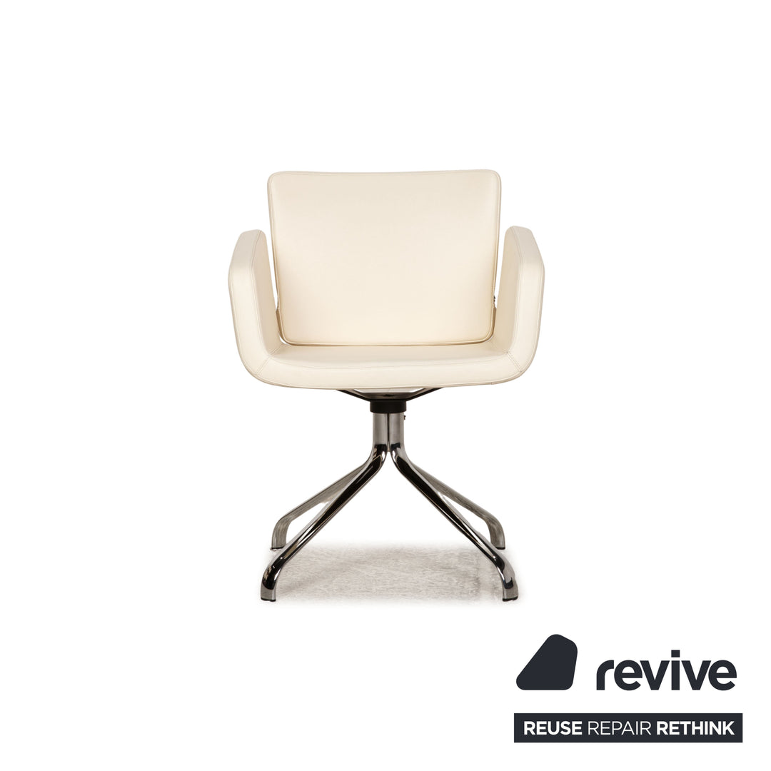 WK Wohnen chaise en cuir crème fonction de chaise pivotante