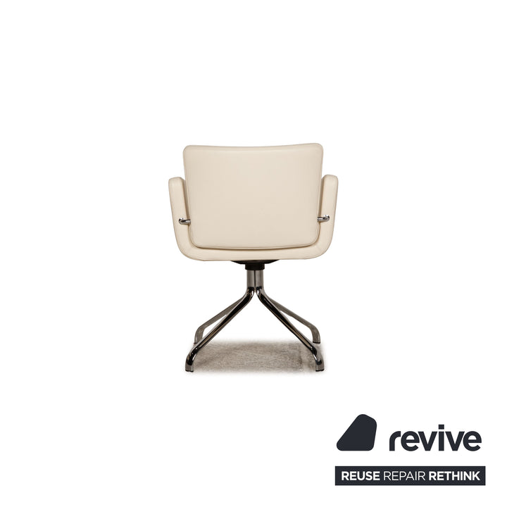 WK Wohnen chaise en cuir crème fonction de chaise pivotante