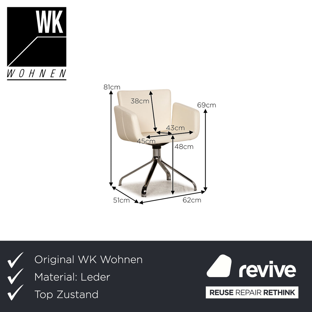WK Wohnen chaise en cuir crème fonction de chaise pivotante