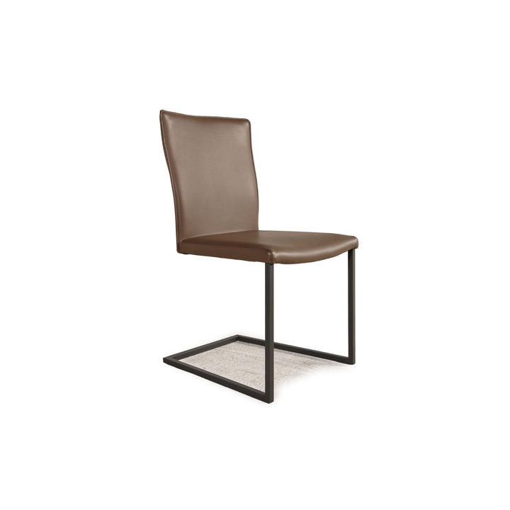 Wk Wohnen leather chair dark brown cantilever