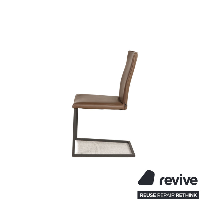 Wk Wohnen leather chair dark brown cantilever