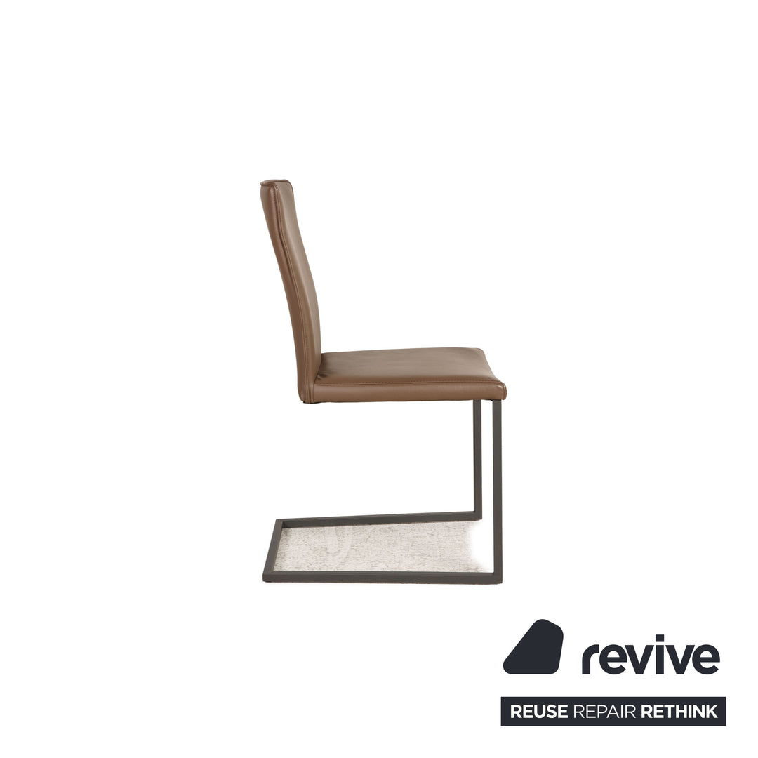 Wk Wohnen leather chair dark brown cantilever