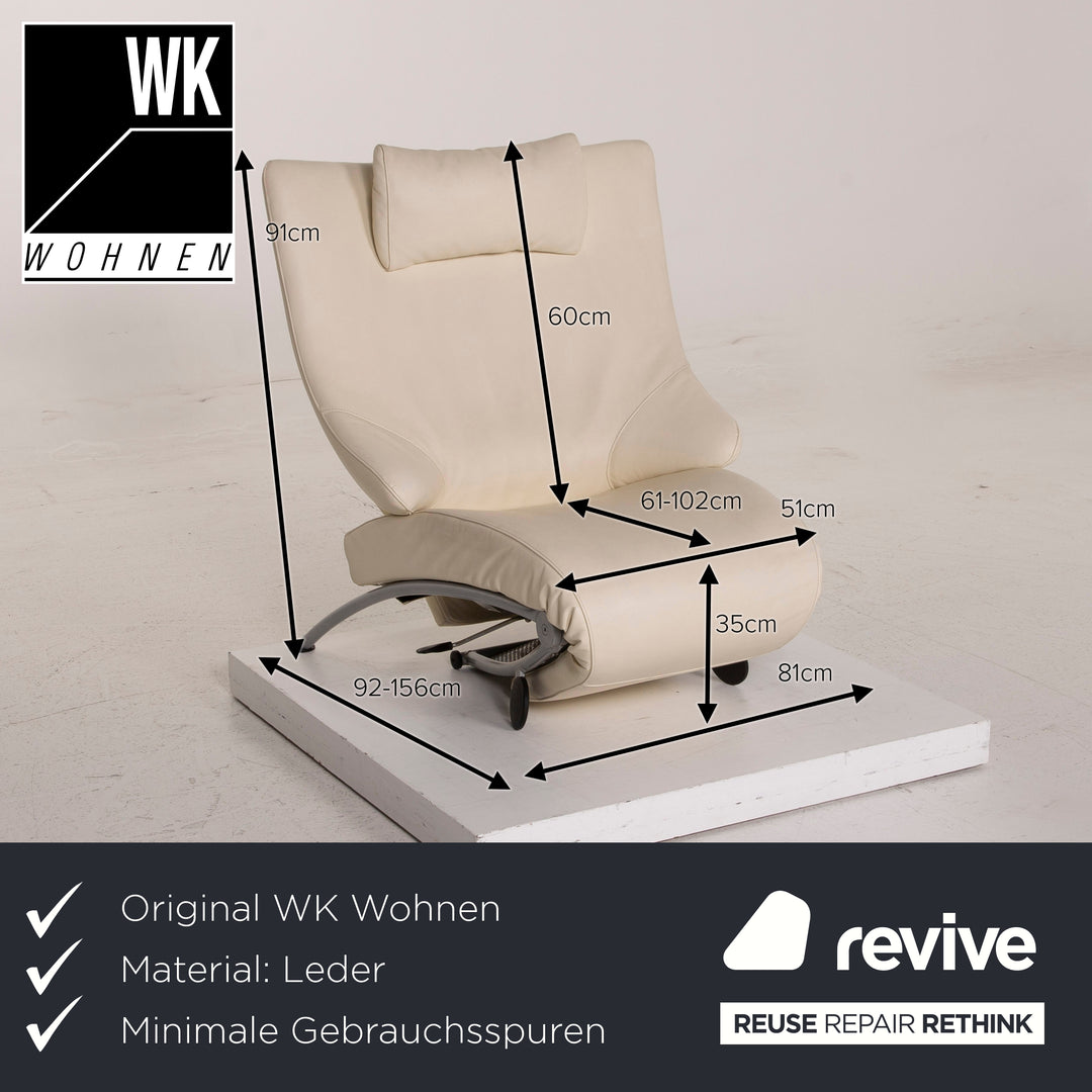 WK Wohnen Solo 699 fauteuil en cuir crème chaise longue fonction relaxation #15446