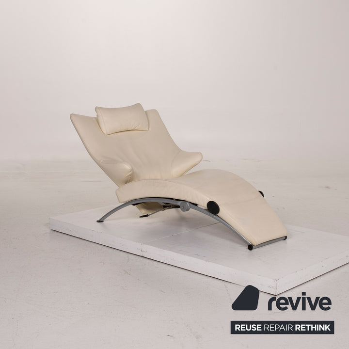 WK Wohnen Solo 699 fauteuil en cuir crème chaise longue fonction relaxation #15446