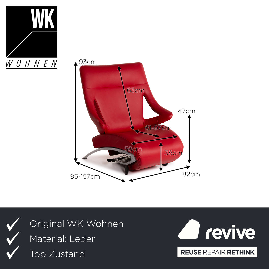 WK Wohnen Solo 699 Fauteuil en Cuir Rouge Chaise Longue Fonction Relax