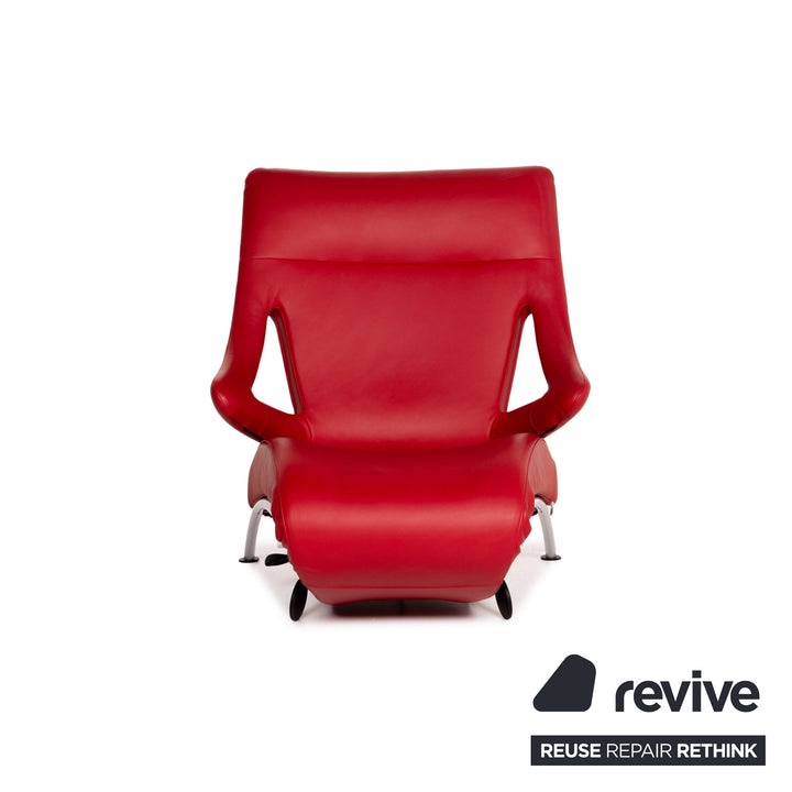 WK Wohnen Solo 699 Fauteuil en Cuir Rouge Chaise Longue Fonction Relax