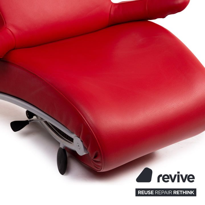 WK Wohnen Solo 699 Fauteuil en Cuir Rouge Chaise Longue Fonction Relax