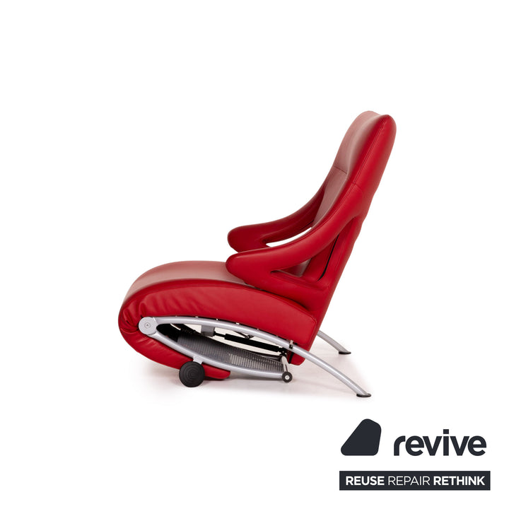 WK Wohnen Solo 699 Fauteuil en Cuir Rouge Chaise Longue Fonction Relax