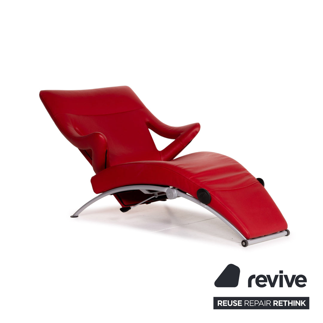 WK Wohnen Solo 699 Fauteuil en Cuir Rouge Chaise Longue Fonction Relax