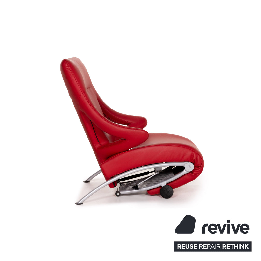 WK Wohnen Solo 699 Fauteuil en Cuir Rouge Chaise Longue Fonction Relax