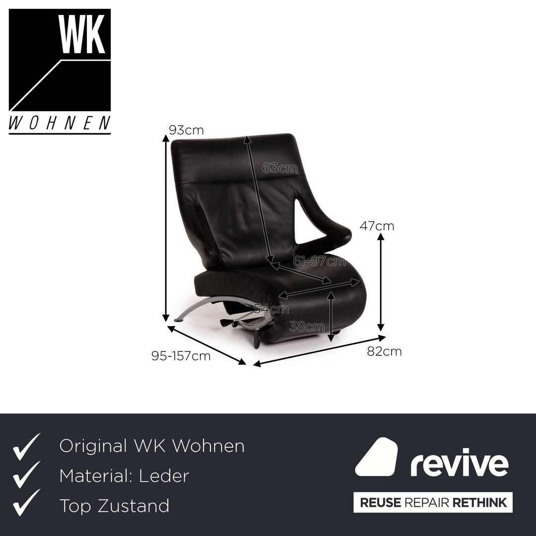 WK Wohnen Solo 699 Leather Armchair Black Function Recliner Relaxation function