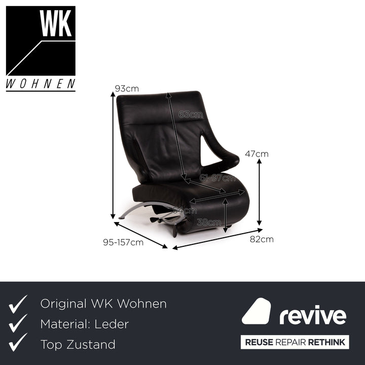 WK Wohnen Solo 699 Leather Armchair Black Function Recliner Relaxation function