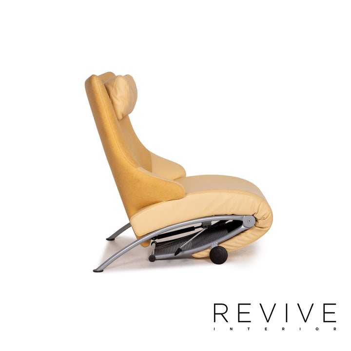 WK Wohnen Solo 699 leather fabric armchair yellow function relax function relax armchair