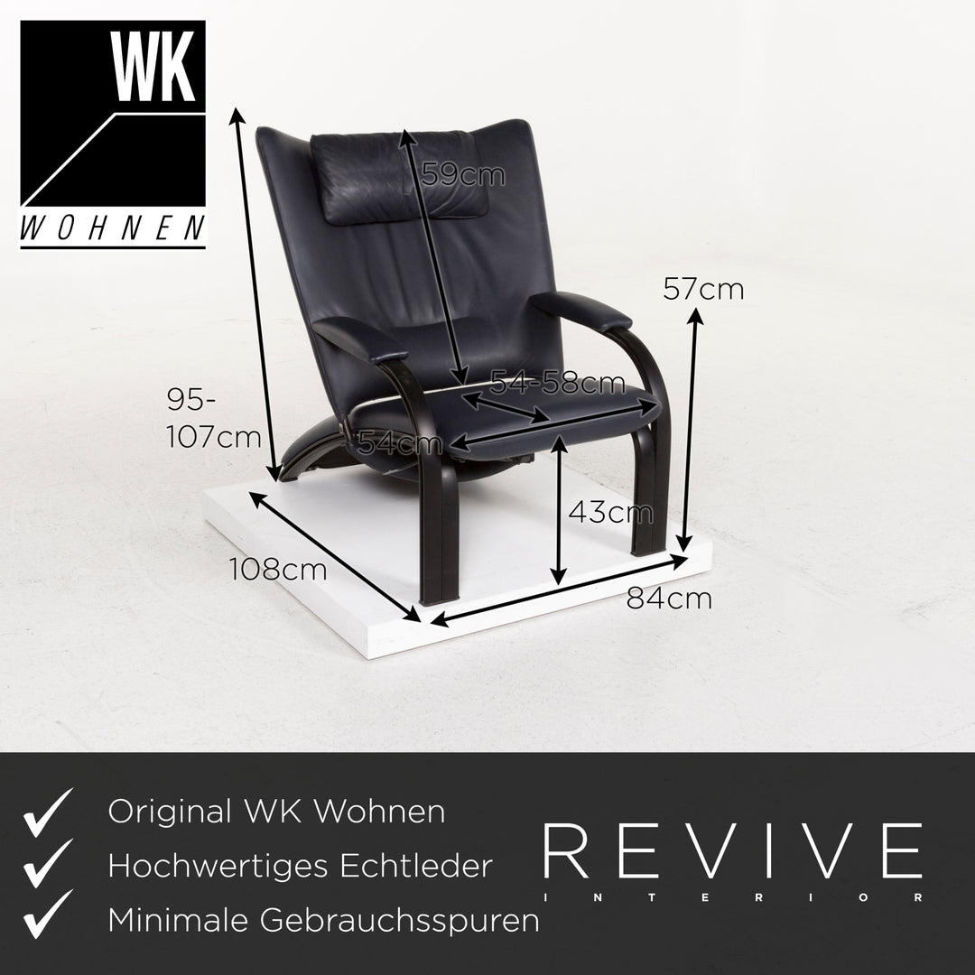 WK Wohnen Spot 698 par Prof. Stefan Holy Fauteuil en cuir bleu #13202