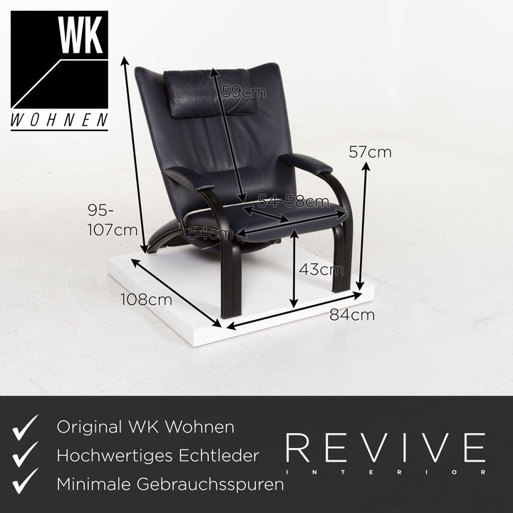 WK Wohnen Spot 698 par Prof. Stefan Holy Fauteuil en cuir bleu #13202