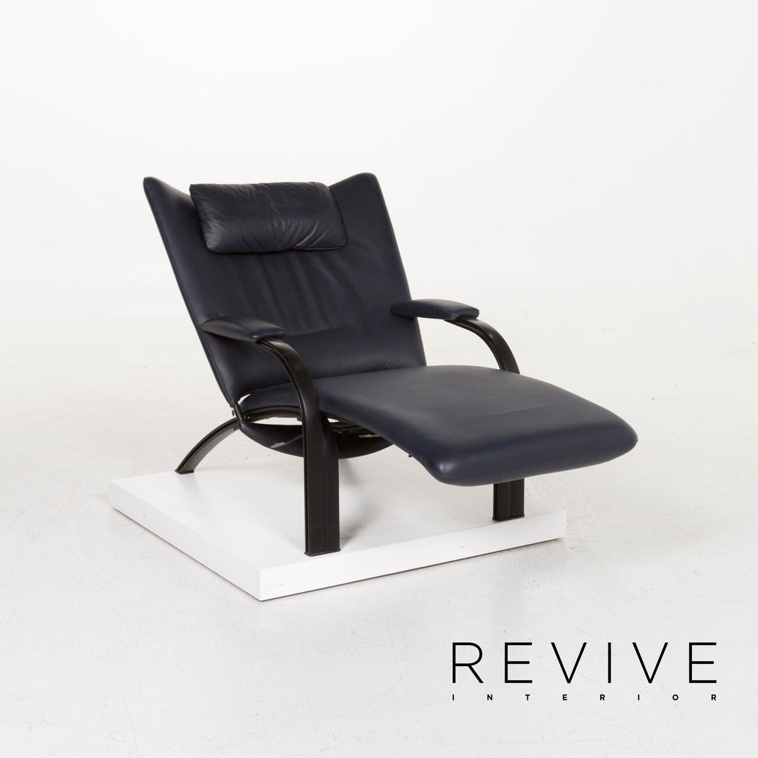 WK Wohnen Spot 698 par Prof. Stefan Holy Fauteuil en cuir bleu #13202