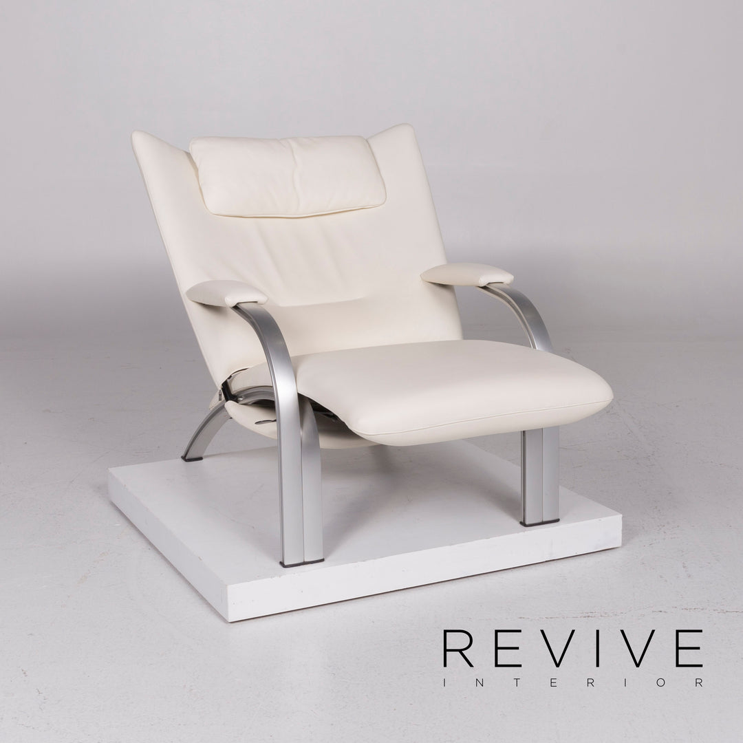 WK Wohnen Spot 698 leather armchair by Prof. Stefan Heiliger Cream lounger #11252