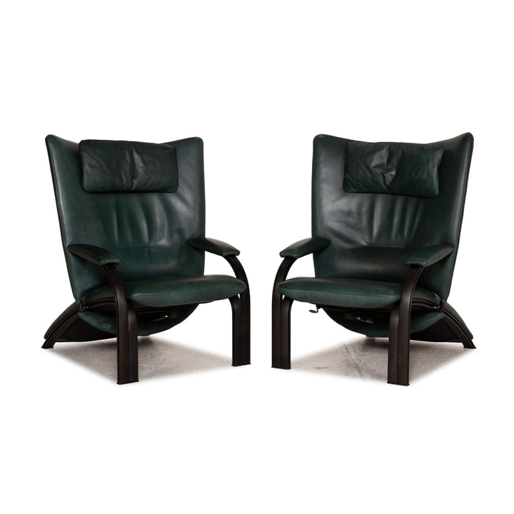 WK Wohnen Spot 698 ensemble de fauteuils en cuir fonction vert foncé fonction relaxation