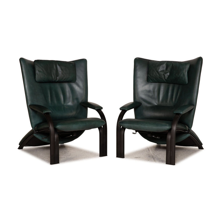 WK Wohnen Spot 698 ensemble de fauteuils en cuir fonction vert foncé fonction relaxation