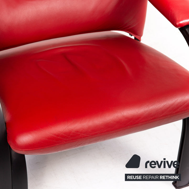 WK Wohnen Spot 698 Fauteuil en cuir Rouge Fonction de relaxation Fauteuil de relaxation