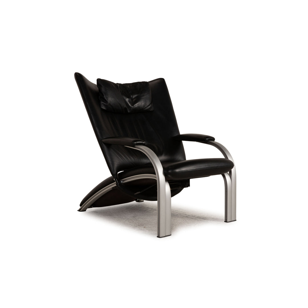 WK Wohnen Spot 698 Fauteuil en cuir noir Fonction fonction détente