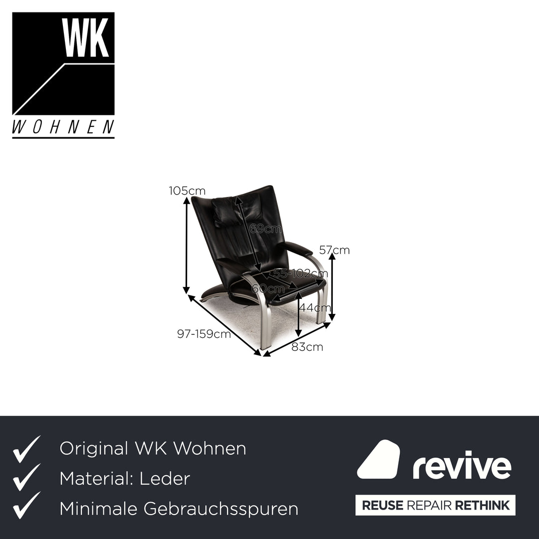 WK Wohnen Spot 698 Fauteuil en cuir noir Fonction fonction détente