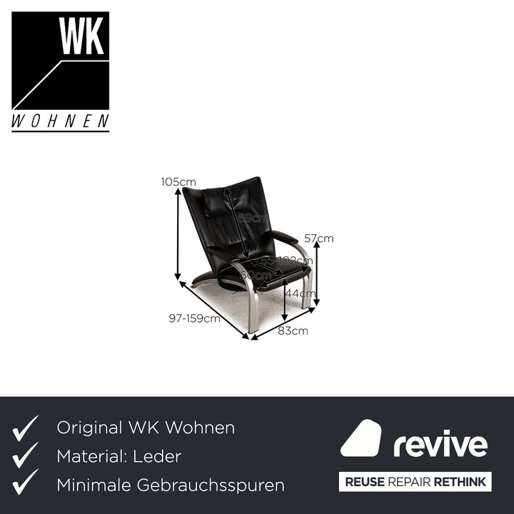 WK Wohnen Spot 698 Fauteuil en cuir noir Fonction fonction détente