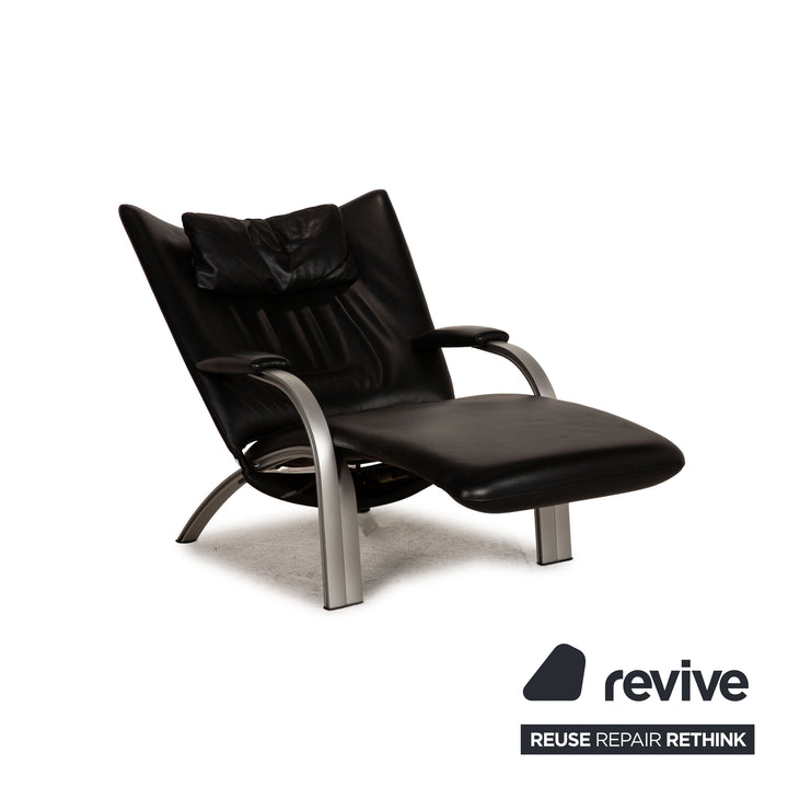 WK Wohnen Spot 698 Fauteuil en cuir noir Fonction fonction détente