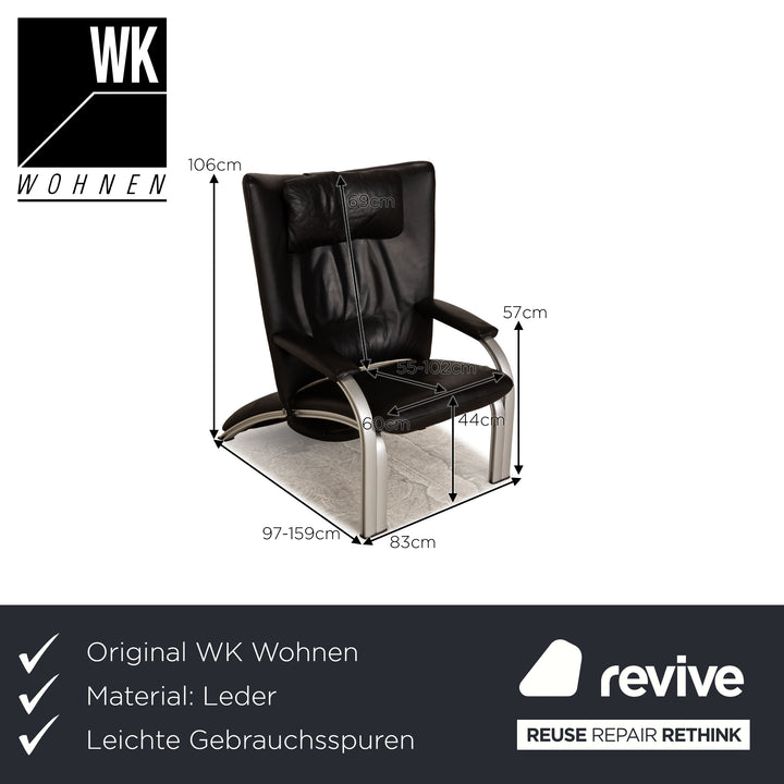 WK Wohnen Spot 698 Leather Armchair Black manual function