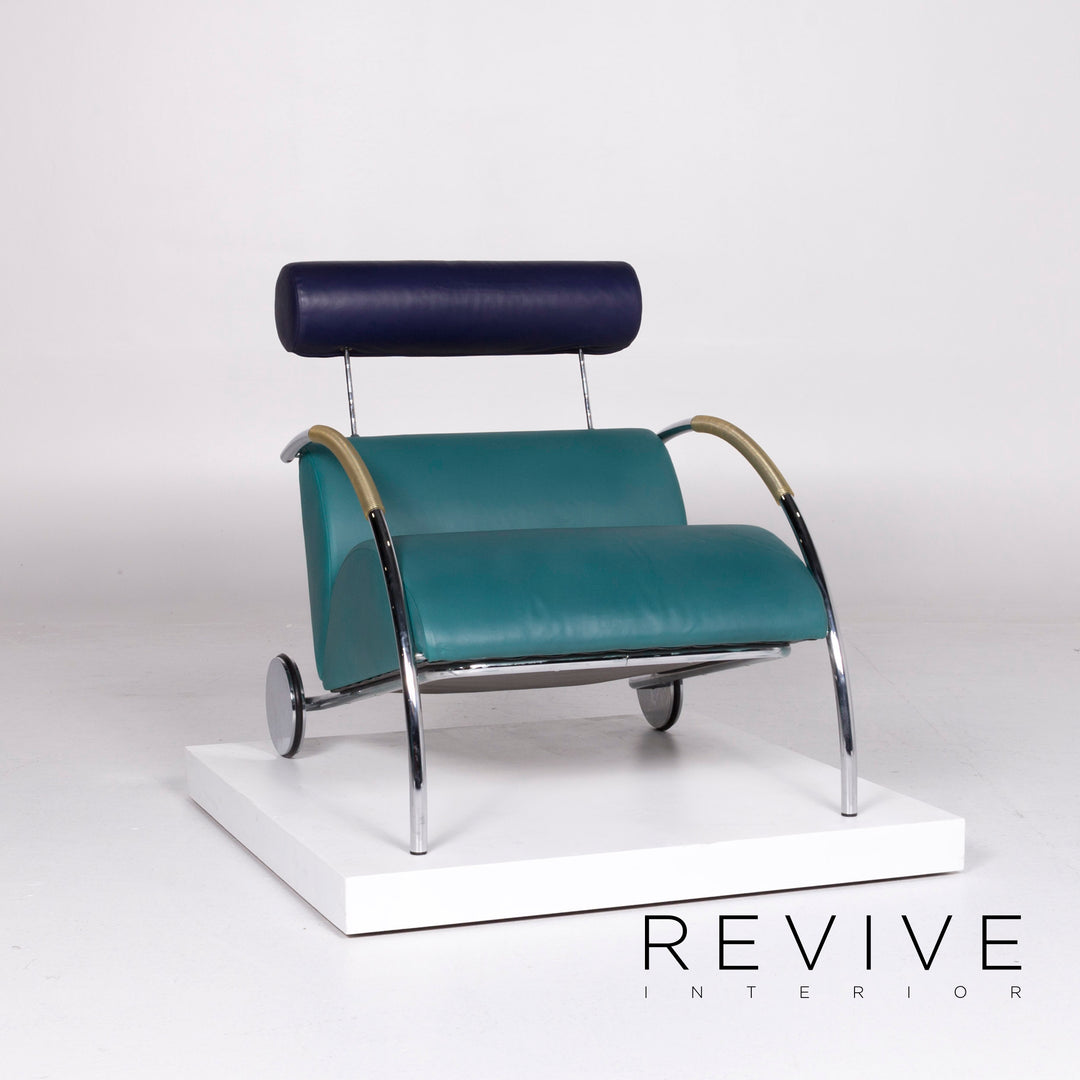 Fauteuil en cuir design Cor Cycle par Peter Maly Tabouret de fauteuil turquoise #10512