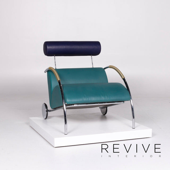 Fauteuil en cuir design Cor Cycle par Peter Maly Tabouret de fauteuil turquoise #10512