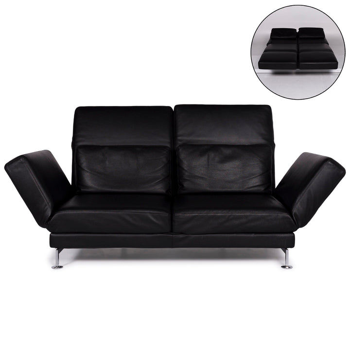 Brühl Moule leather sofa black two-seater including function #10775