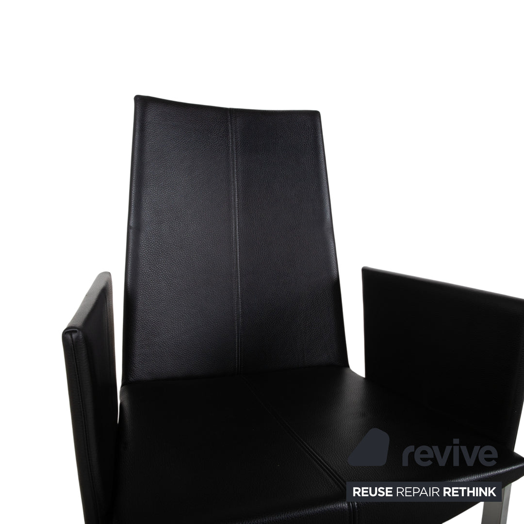 Set of 12 KFF Leather Metal Cantilever Chairs, Black