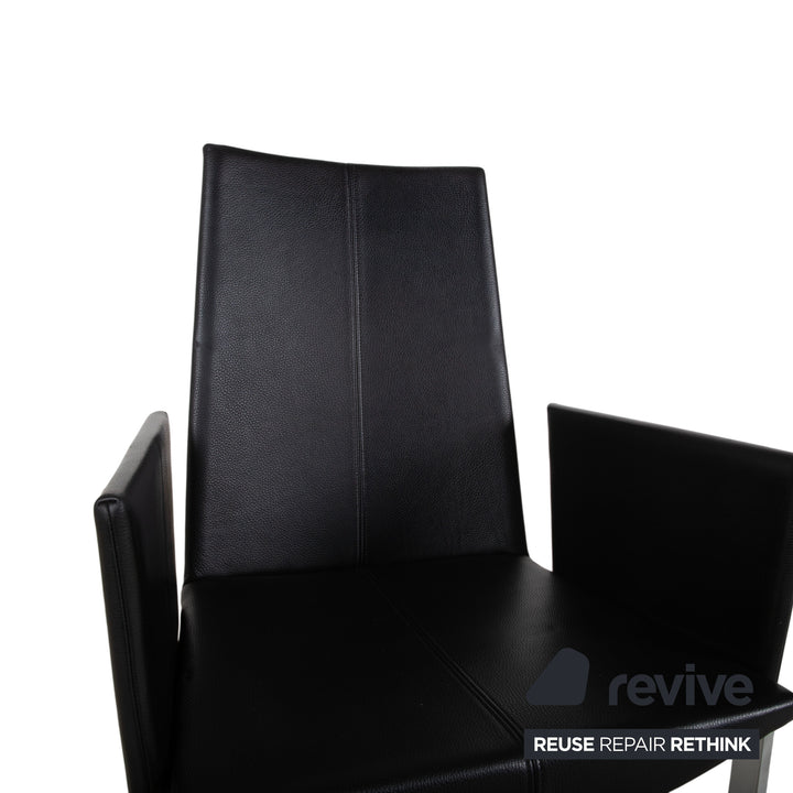 Set of 12 KFF Leather Metal Cantilever Chairs, Black