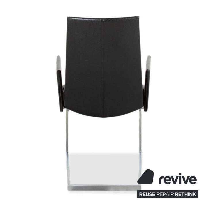 Set of 12 KFF Leather Metal Cantilever Chairs, Black