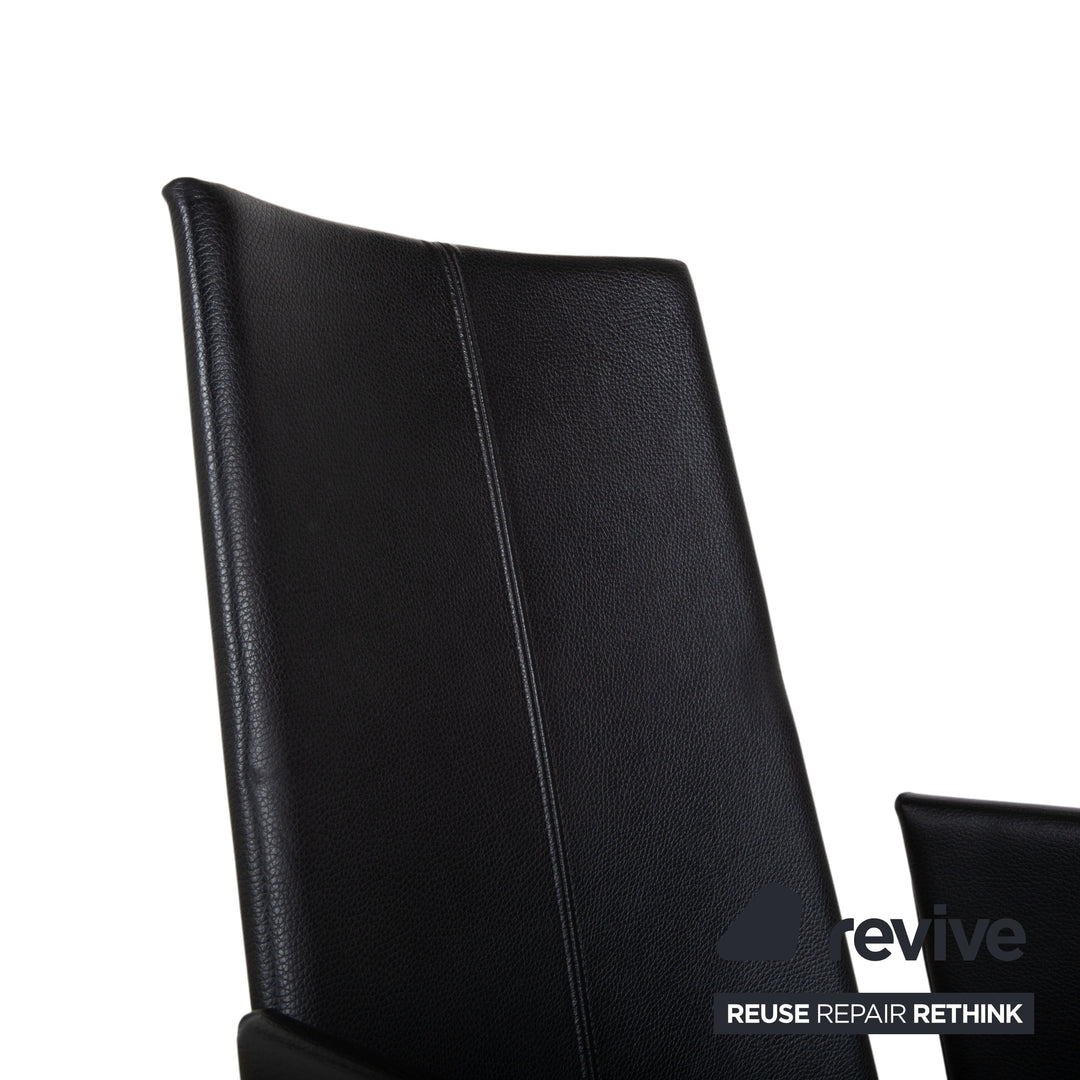 Set of 12 KFF Leather Metal Cantilever Chairs, Black