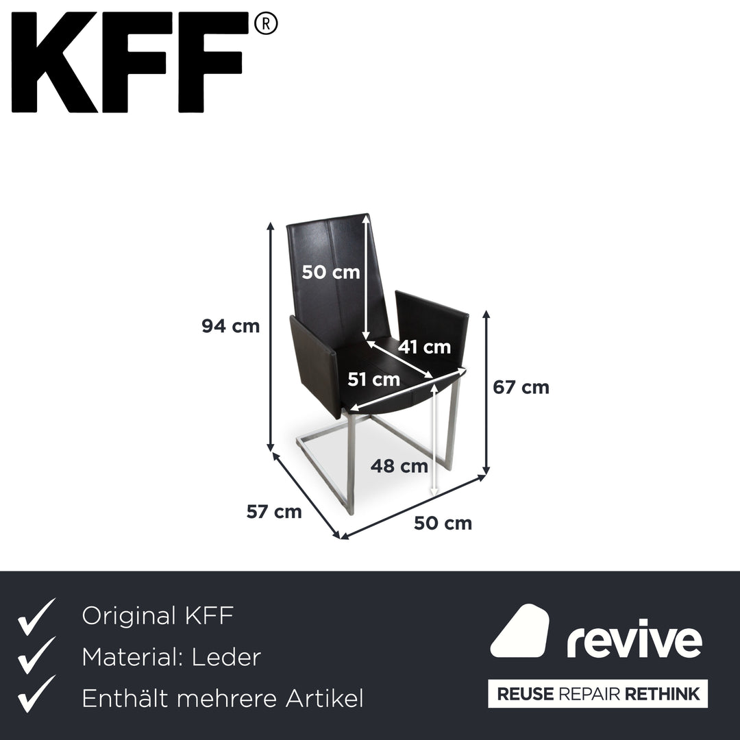 Set of 12 KFF Leather Metal Cantilever Chairs, Black