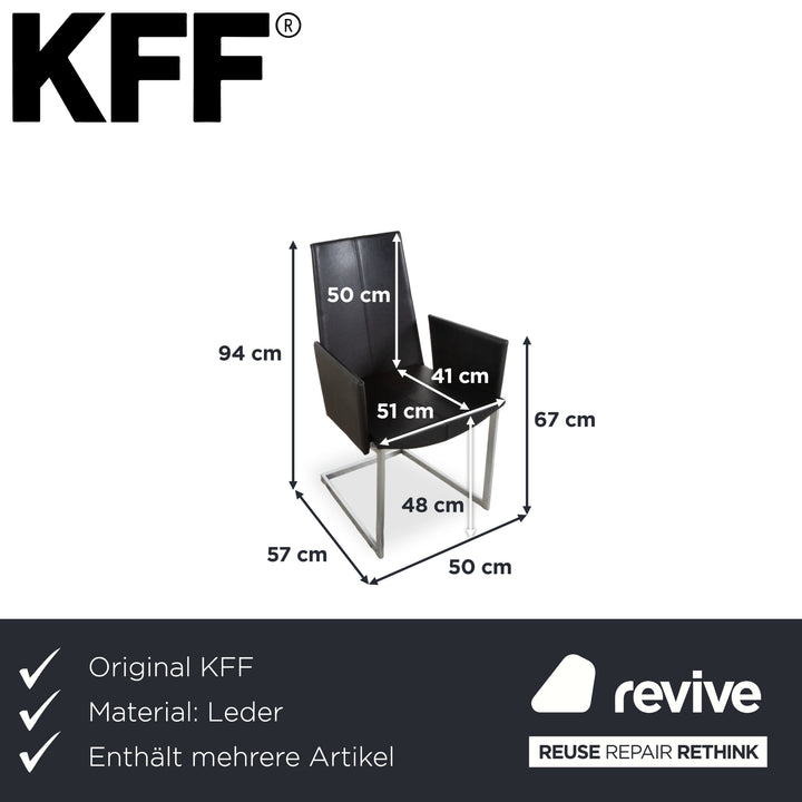 Set of 12 KFF Leather Metal Cantilever Chairs, Black