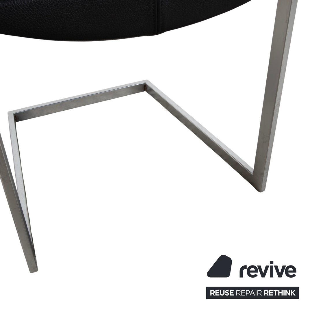 Set of 12 KFF Leather Metal Cantilever Chairs, Black