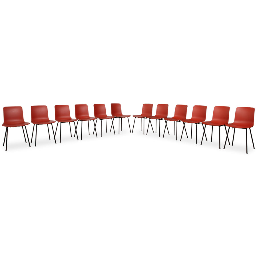 12er Set Vitra HAL RE Tube Kunststoff Stuhl Schwarz pulverbeschichtet