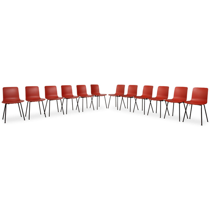 12er Set Vitra HAL RE Tube Kunststoff Stuhl Schwarz pulverbeschichtet