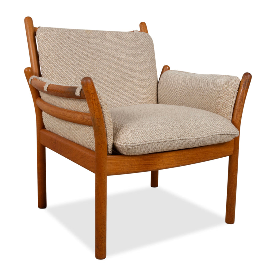 Fauteuil danois vintage Mid-Century en teck "Genius" de CFC Silkeborg de 1975 par Illum Wikkelsø, marron avec revêtement en tissu gris (Pondus 5)