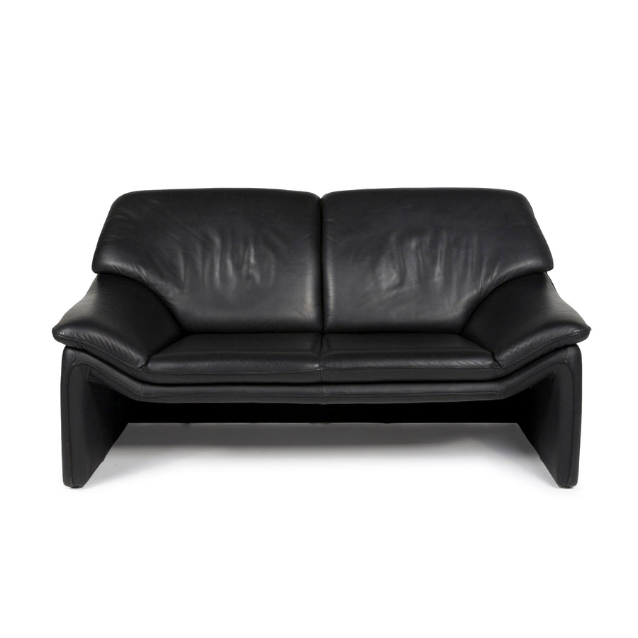 Laauser Atlanta Leder Sofa Schwarz Zweisitzer Couch