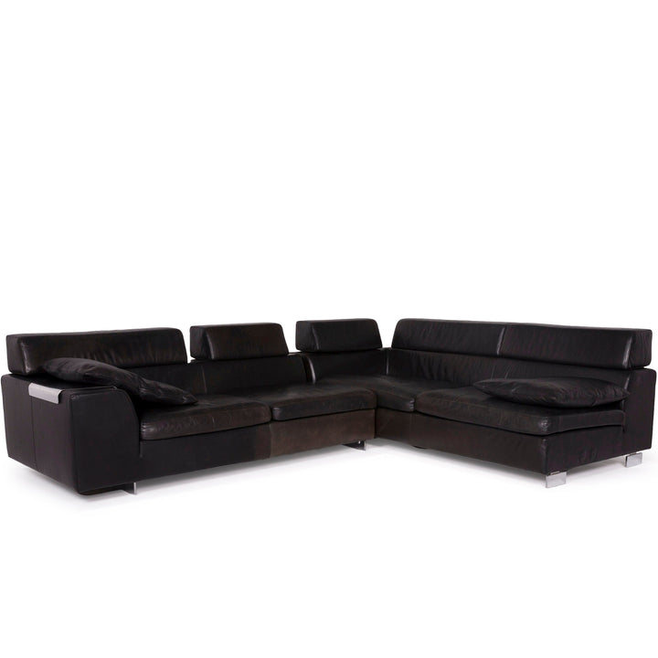Machalke Black Jack Leder Sofa Schwarz Ecksofa #11665