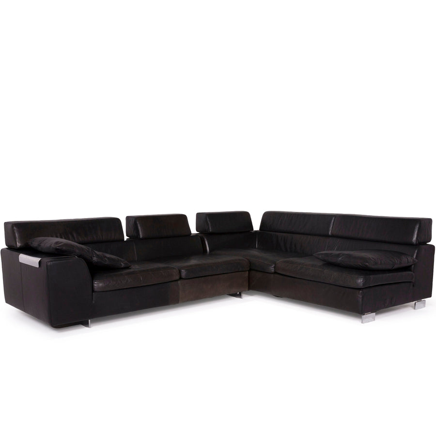 Machalke Black Jack Leder Sofa Schwarz Ecksofa #11665