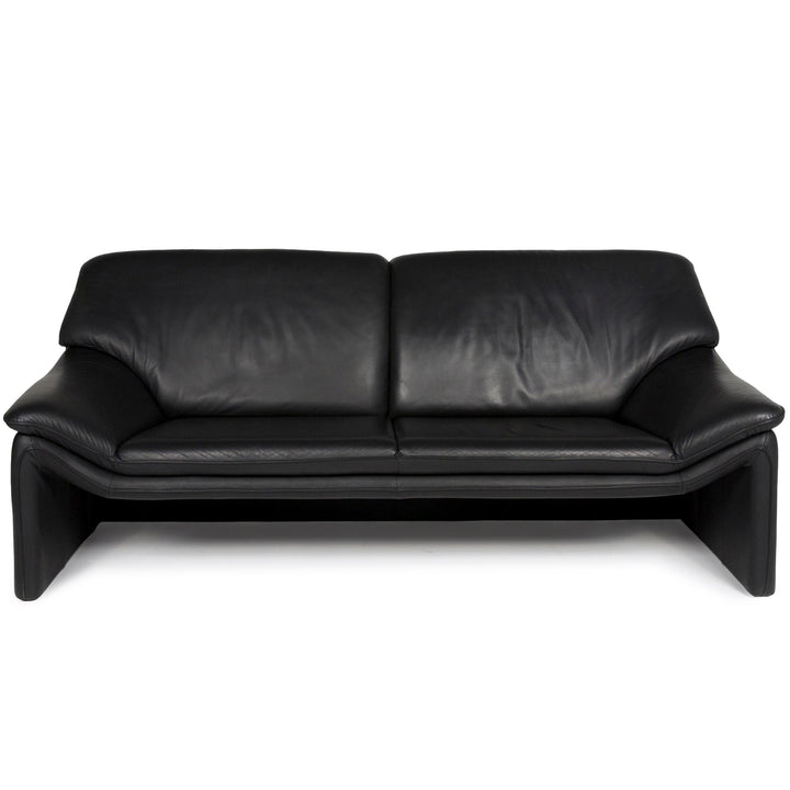 Laauser Atlanta Leather Sofa Black Three Seater Couch