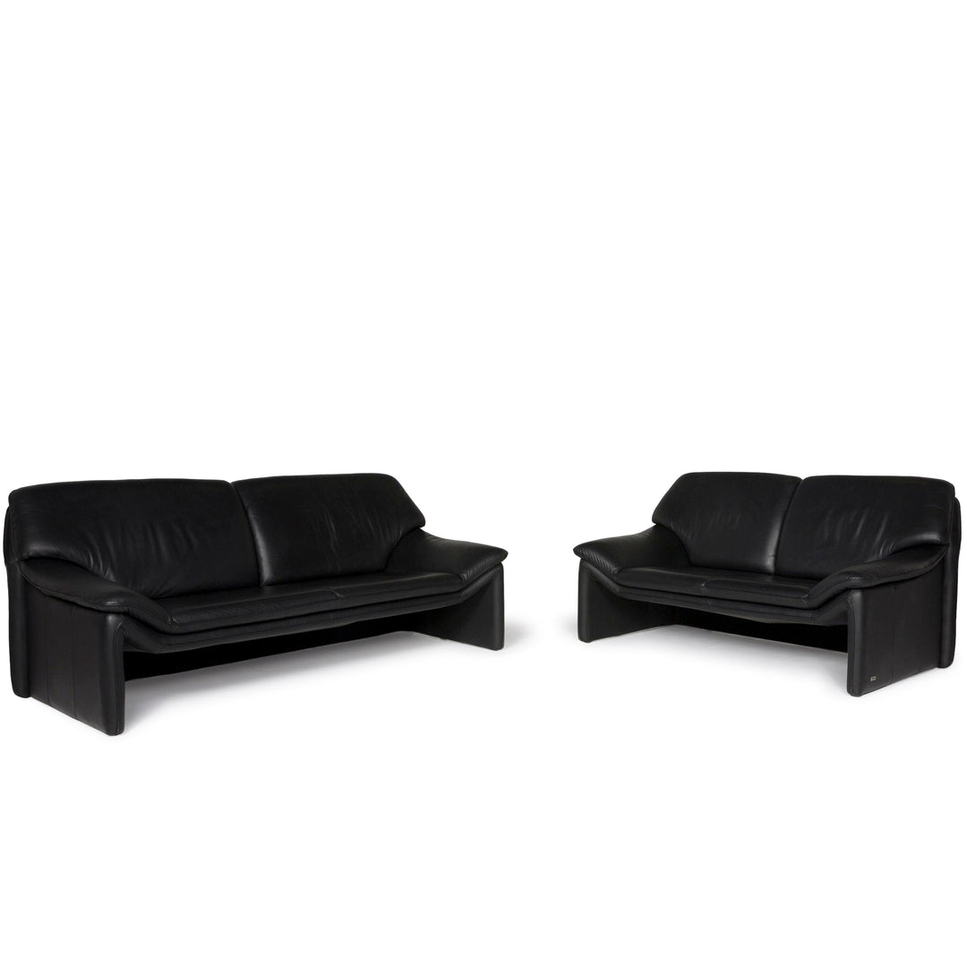 Laauser Atlanta Leder Sofa Garnitur Schwarz Dreisitzer Zweisitzer #11629